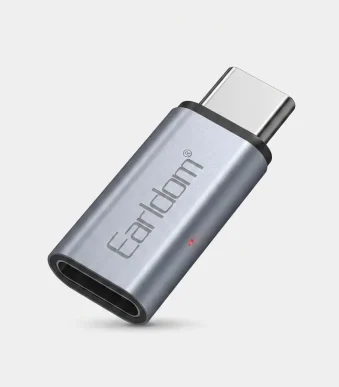 Adaptador metálico Lightning a Tipo-C Earldom OT104 de 60W con luz LED indicadora