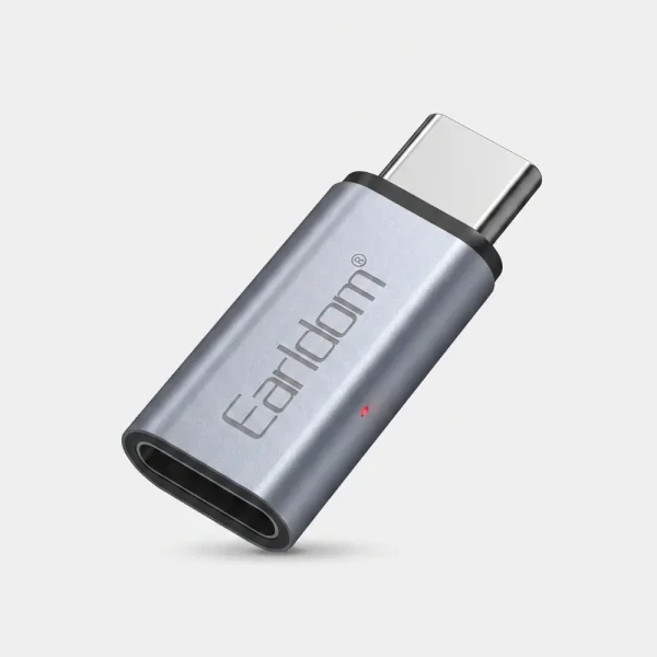 Adaptador metálico Lightning a Tipo-C Earldom OT104 de 60W con luz LED indicadora