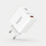 Cargador de pared rápido IVON 18W color blanco con puerto USB Quick Charge 3.0 y enchufe europeo
