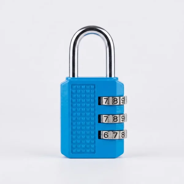 Candado de combinación SOWLEE color azul claro con diales numéricos y resistente grillete de acero