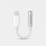 Adaptador de audio Earldom OT68 de conector Lightning a Jack 3.5mm hembra con cable trenzado blanco y cuerpo de aluminio.