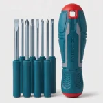 Juego de destornilladores intercambiables 8 en 1 marca ALPSMT con mango ergonómico azul y rojo y 8 varillas metálicas