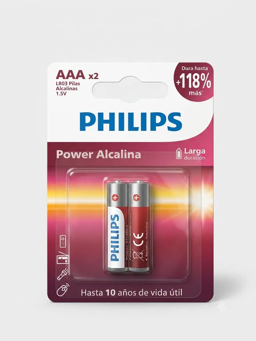 Pilas AAA Philips Alcalinas 1.5V - Pack de Larga Duración | Curiositech