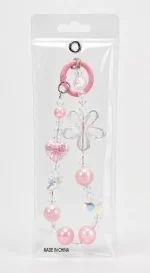 Llavero para celular con cuentas rosadas - Imagen 2
